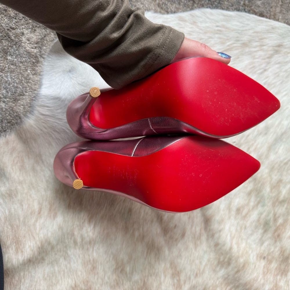 Louboutin Metallic Pink Stiletto Heels - Picture 2 of 5